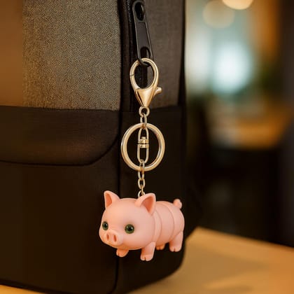 Farm Buddies 3D Printed Keychains – Articulated Animal Toys, Pocket-Friendly Keyrings, Stress Relief Desk Toys for Kids & Adults, Collectible Accessories (Poppy – The Pig, Medium)