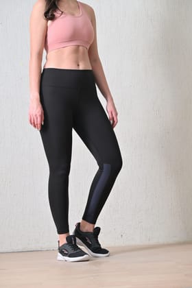 Body Smith Women’s Solid Blue High Waist Active Sports Tights with Side Pocket | Stretchable Gym Leggings for Yoga, Running & Workout | Comfortable & Stylish Fitness Wear