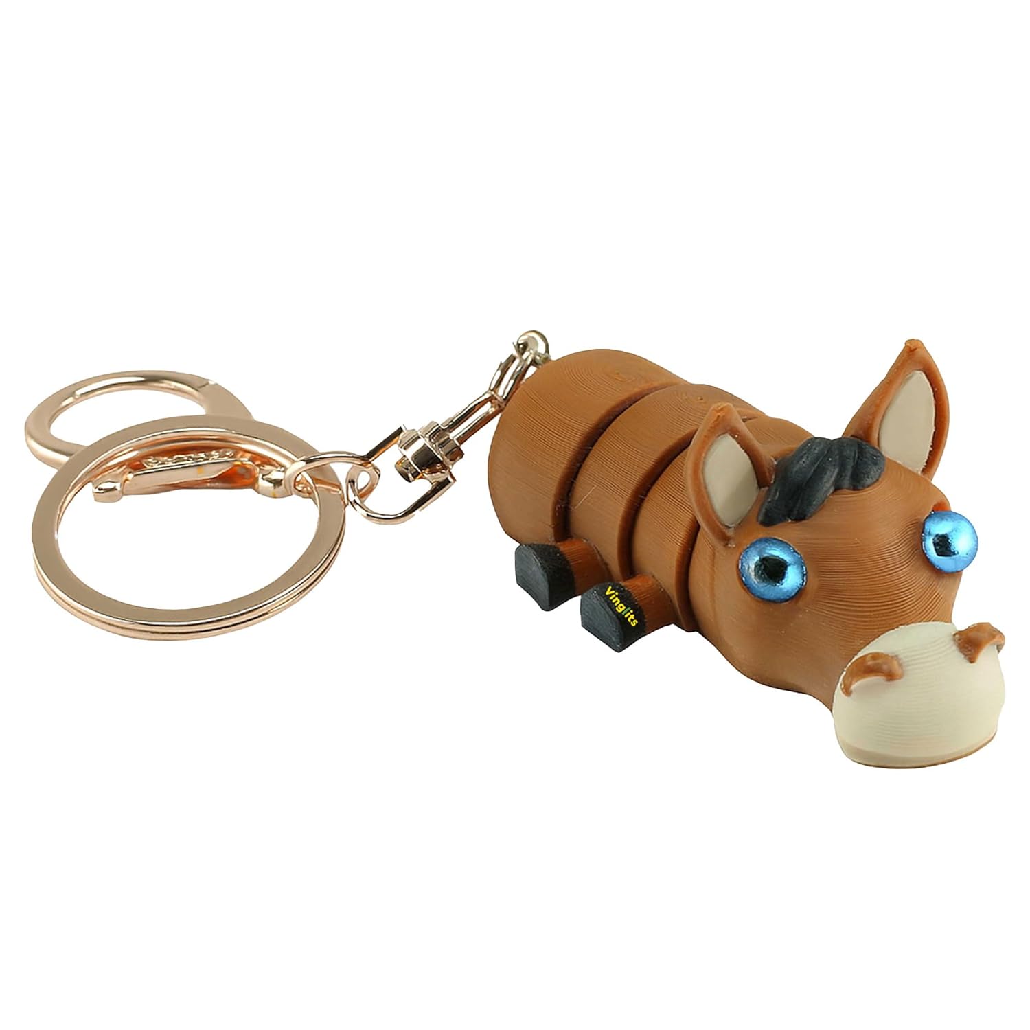 Vinglits Farm Buddies 3D Printed Keychains – Articulated Animal Toys, Pocket-Friendly Keyrings, Stress Relief Desk Toy for Kids & Adults (Sultan – The Horse, Medium)
