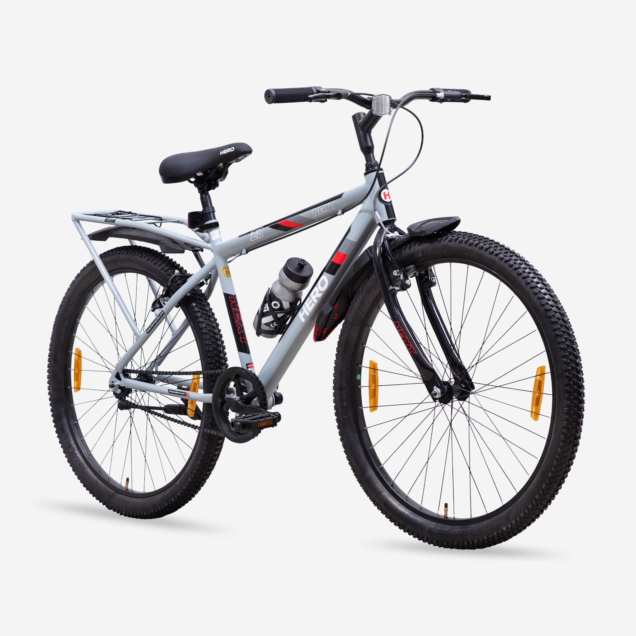 HERO Next 26 T (inch) Mountain Cycle (Single Speed, Grey, Red, Rigid)