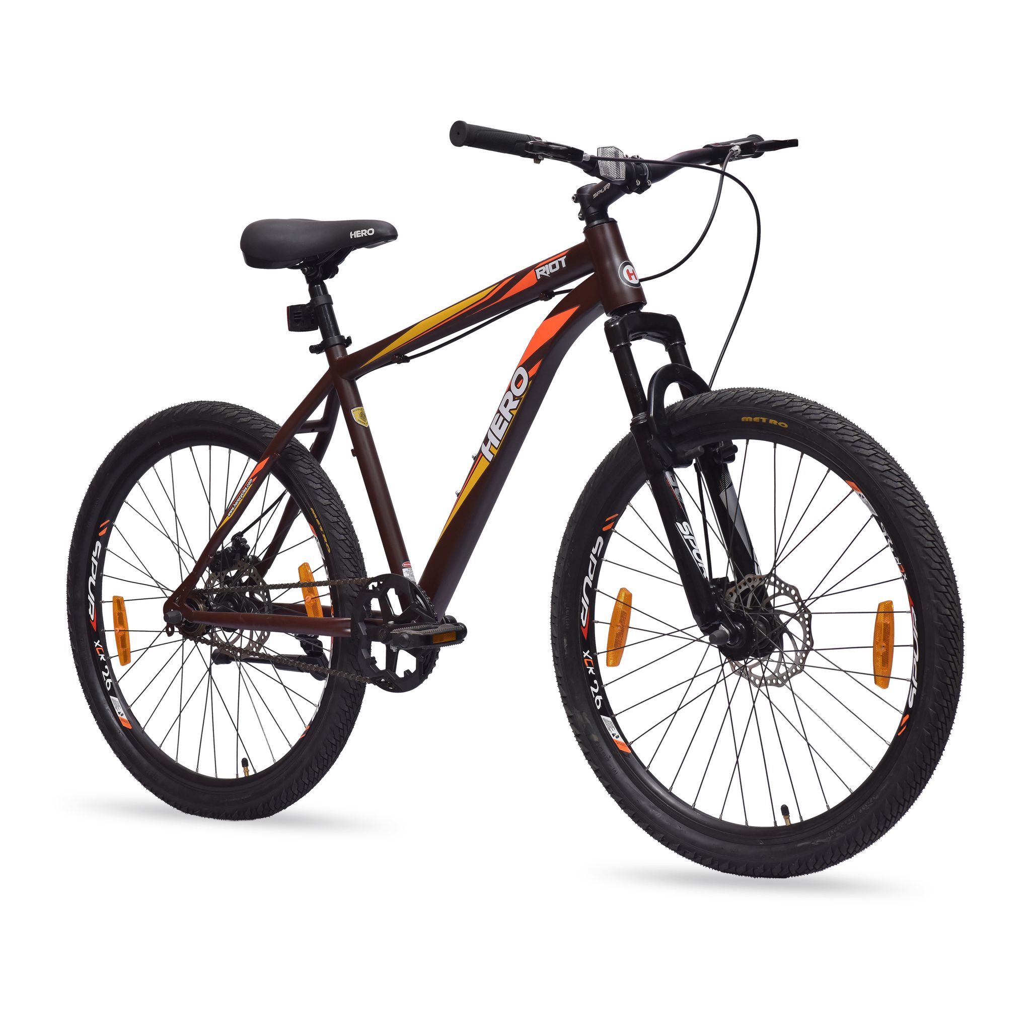 HERO Riot Brown 26 T (inch) Mountain Cycle (Single Speed, Brown, Only Front Suspension)
