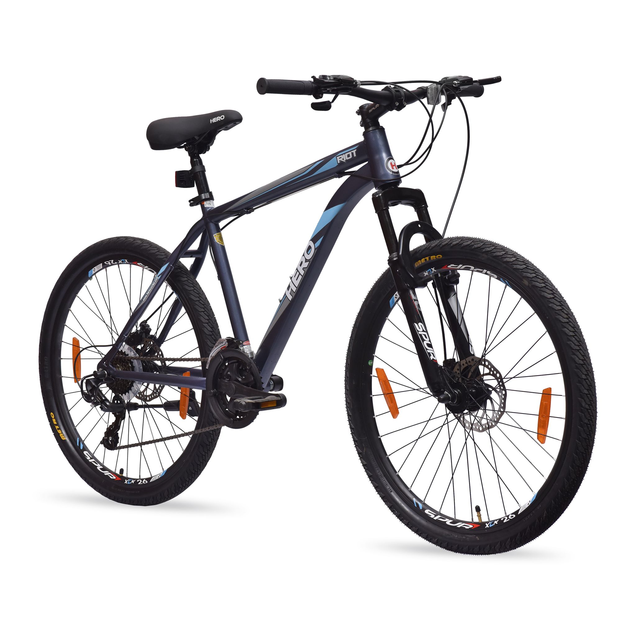 HERO Riot 26T 26 T (inch) Mountain Cycle (21 Gear, Grey, Black, Only Front Suspension)