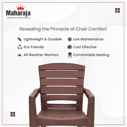 Maharaja Singham 101 Premium Plastic Chair | Heavy-Duty 200kg Capacity | Ergonomic Armrest | Home & Office | Outdoor Seating 