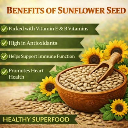 Qawvler Raw Sunflower Seed- Healthy, Rich in Vitamin E, Protein & Iron - 250 Gram Pouch