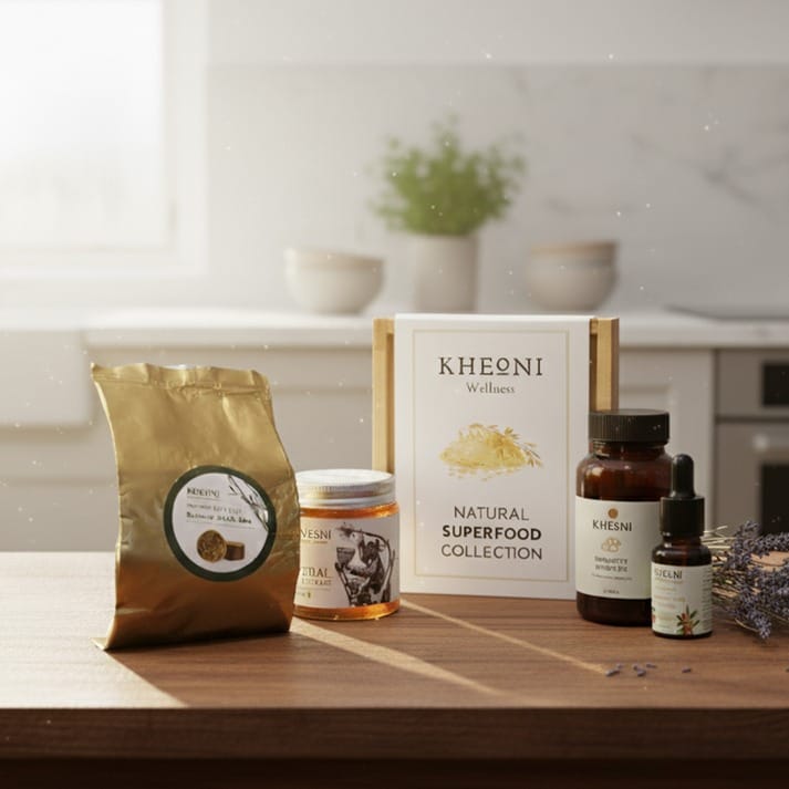 Natural Superfood Collection - Pure Natural Honey, Smoked Wild Tea, Immunity Booster Capsules, Seabuckthorn Oil