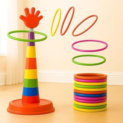 GRAPHENE 2 in 1 Stacking Ring Toss Game Toy for Kids Indoor Outdoor Target Throw Colour Recognition Brain Development Educational Toys
