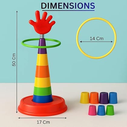 GRAPHENE 2 in 1 Stacking Ring Toss Game Toy for Kids Indoor Outdoor Target Throw Colour Recognition Brain Development Educational Toys
