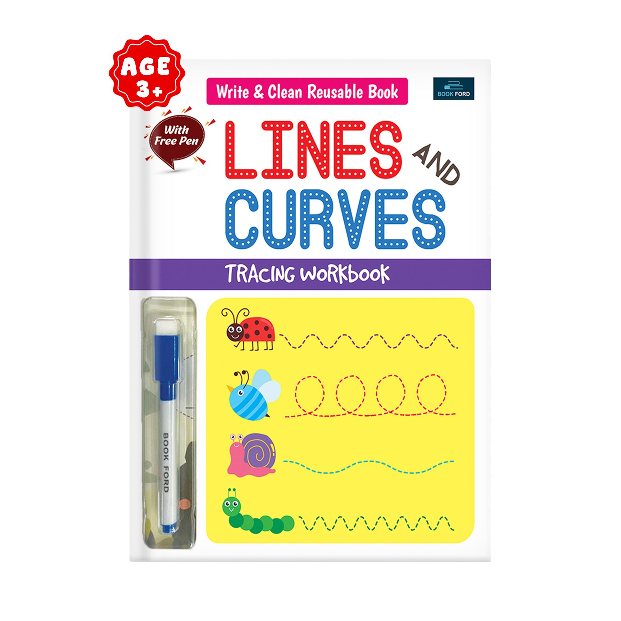 Write & Clean Reusable Book- Lines And Curves