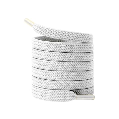 White Braided Flat Polyester Shoelaces for Sneakers and Casual Shoes