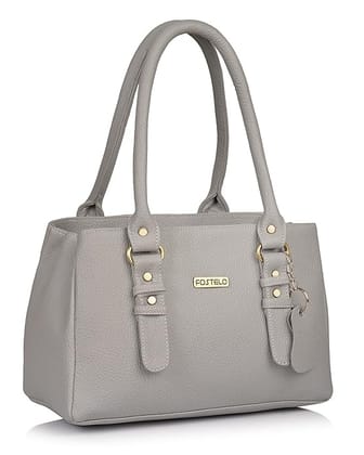 Fostelo Women's Light Grey Textured Faux Leather Shoulder Bag with Gold-Tone Hardware Fostelo Women's Light Grey Textured Faux Leather Shoulder Bag with Gold-Tone Hardware