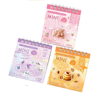 KTRS Enterprise Mini Sticker Laser Flash Film Girl Nail Art Coil Book Toy Student Princess Cartoon Sticker Handbook 3 Design Glitter Stickers