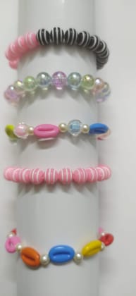 Vibrant Multicolored Beaded Stretch Bracelet Set for Girls and Women (set of 5)