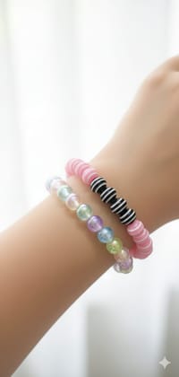 Vibrant Multicolored Beaded Stretch Bracelet Set for Girls and Women (set of 5)