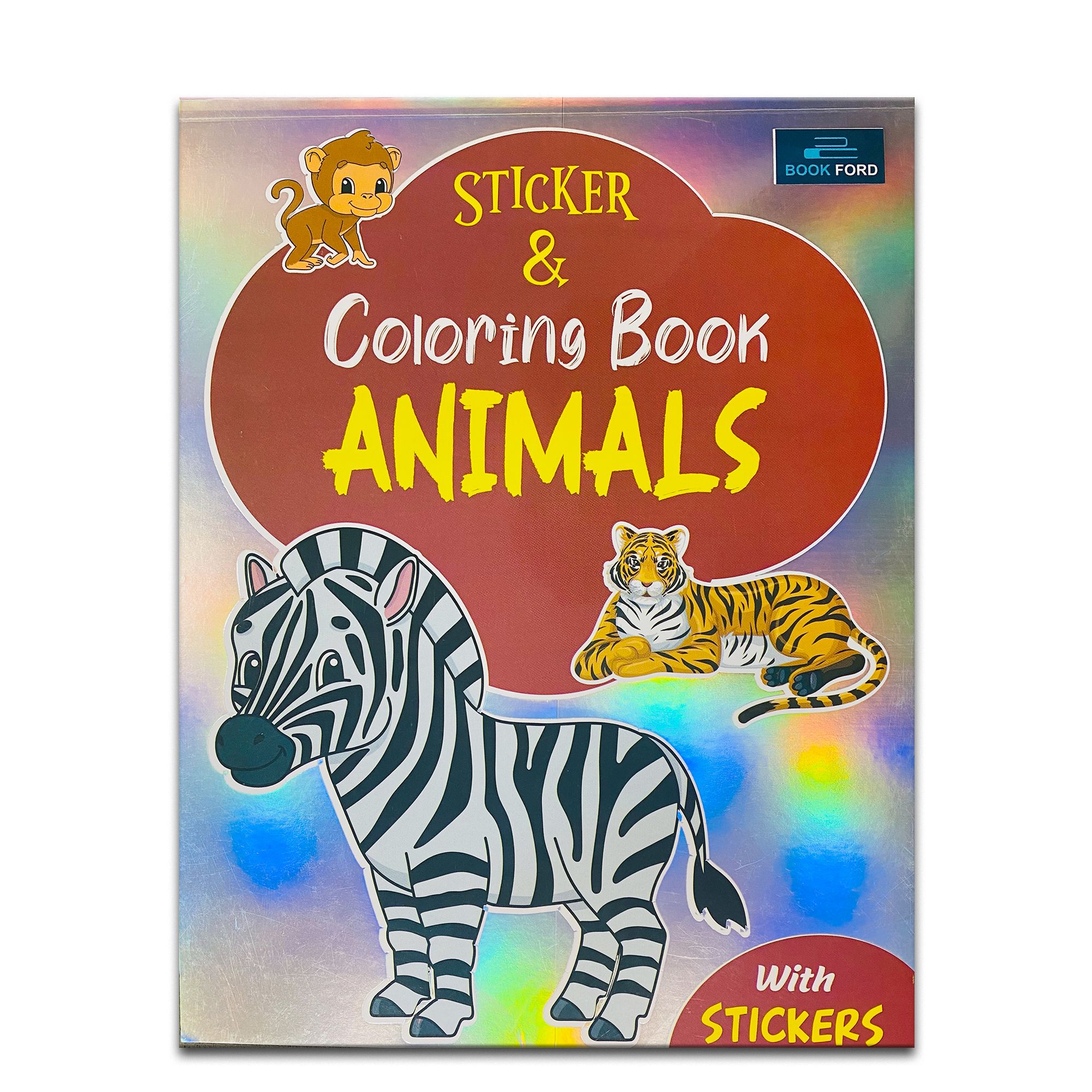 Sticker & Coloring Book - Animals Coloring Book For Kids
