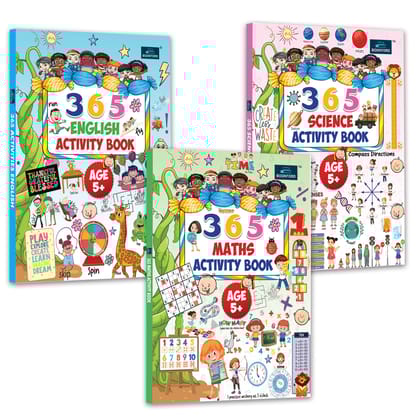 365 Activity Book ( Set of 3 books) - Engage Children in Science, Maths, and English Learning.