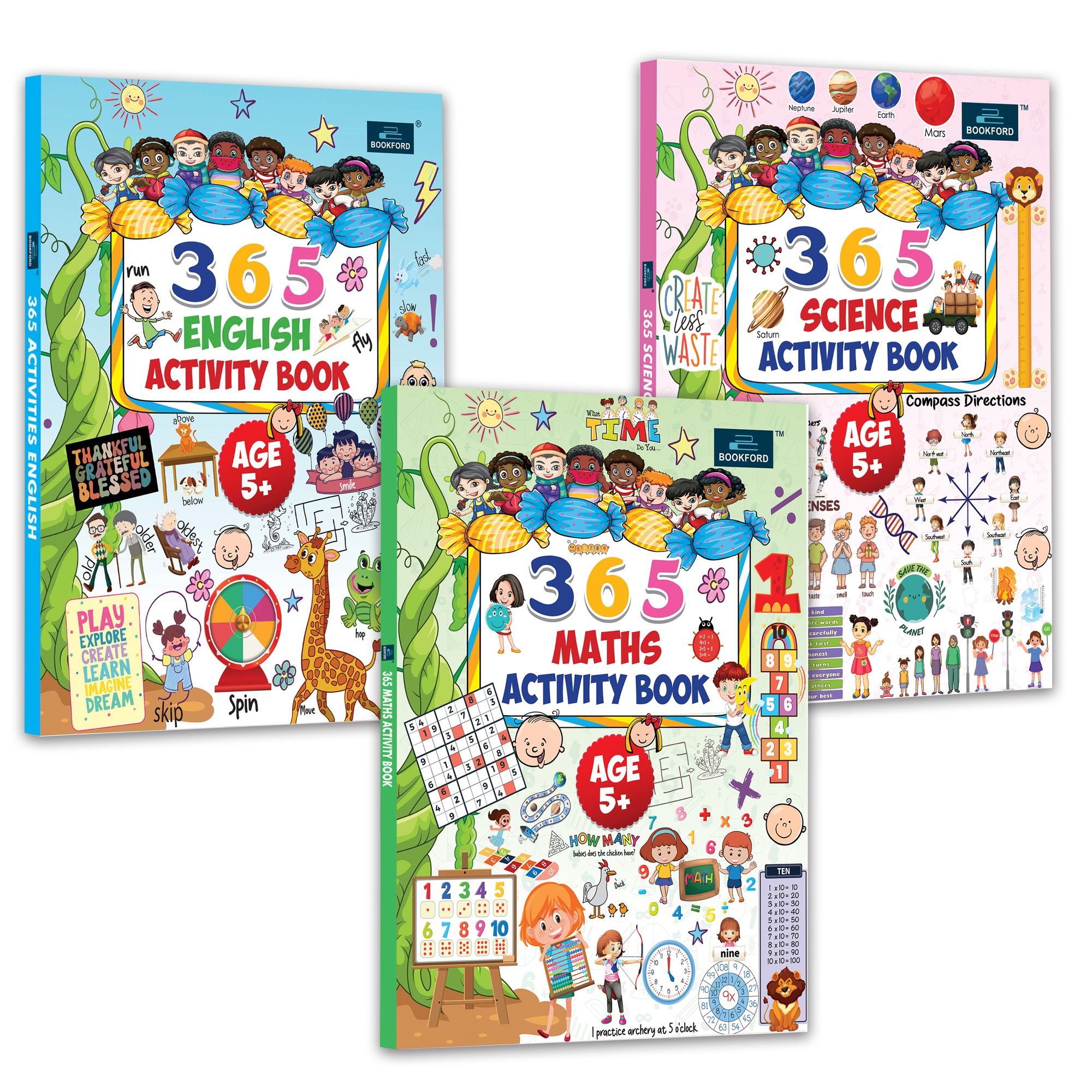 365 Activity Book ( Set of 3 books) - Engage Children in Science, Maths, and English Learning.