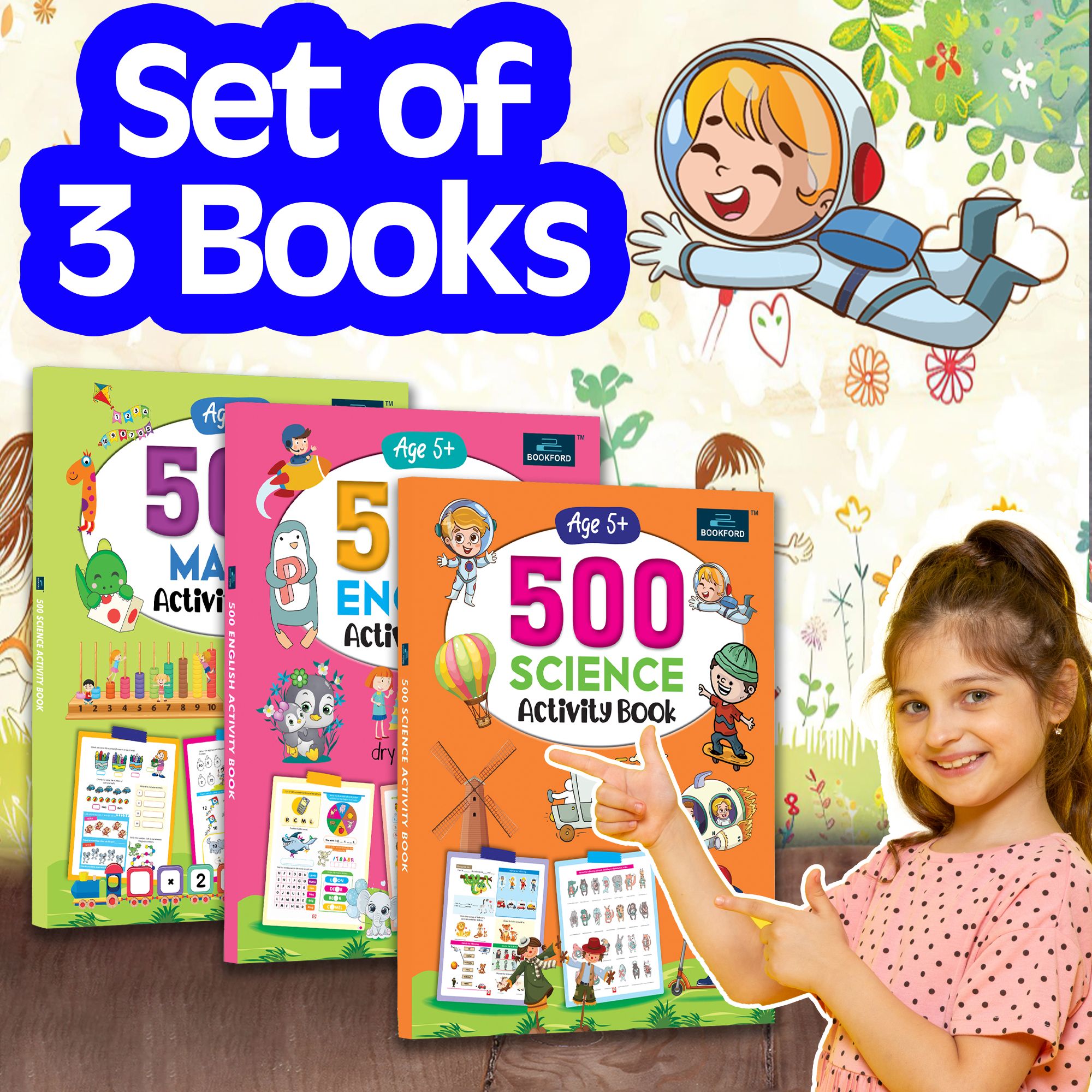 500 Activity Book for Kids (Set of 3) - Maths , English And Science