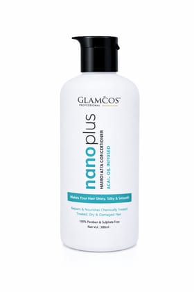 Glamcos Professional Nano Plastia Hair Conditioner | Acai Oil Infused | Deep Nourishing & Repair Conditioner for Chemically Treated & Damaged Hair | Smooth, Silky & Frizz-Free | Sulphate & Paraben Free – 300ml