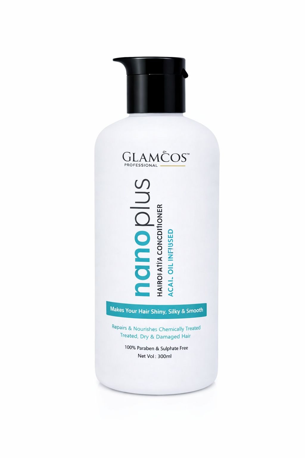 Glamcos Professional Nano Plastia Hair Conditioner | Acai Oil Infused | Deep Nourishing & Repair Conditioner for Chemically Treated & Damaged Hair | Smooth, Silky & Frizz-Free | Sulphate & Paraben Free – 300ml