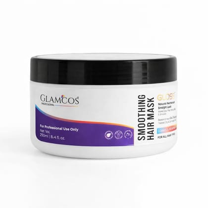 Glamcos Professional Gloss Smoothing Hair Mask | Salon Professional Hair Mask for Coarse & Resistant Hair | Smooth, Silky & Shiny Hair | Repairs & Nourishes Dry & Damaged Hair | For All Hair Types – 250ml