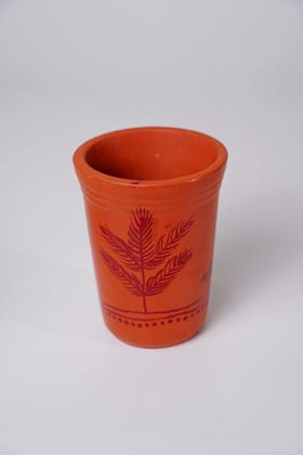 Terracotta / Clay Glass with Handpainted Warli Art