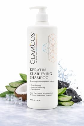 Glamcos Professional Keratin Clarifying Pre Shampoo | Deep Cleansing & Detox Shampoo | Removes Environmental Toxins & Impurities | Prepares Hair for Keratin Treatment | Salon Professional Use – 1000ml