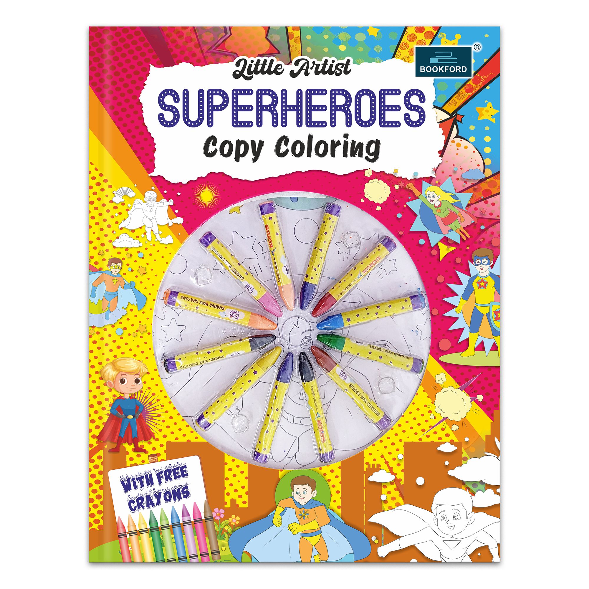 Little Artist Superheroes Copy Coloring For Kids