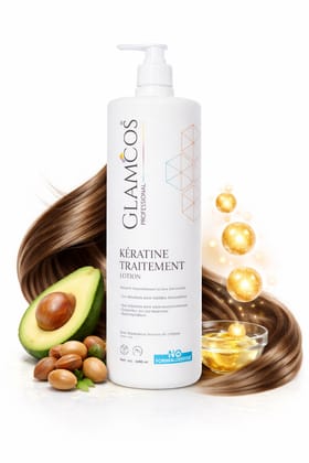 Glamcos Professional Keratin Treatment Lotion | Salon Professional Hair Smoothening Treatment | Deep Nourishing & Repair | Controls Frizzy, Dry & Unmanageable Hair | No Formaldehyde | 1000ml
