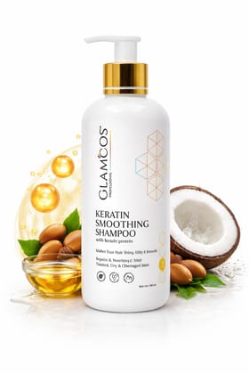 Glamcos Keratin Smoothing Shampoo with Keratin Protein | Salon Cleanse for Chemically Treated, Dry & Damaged Hair | Restores Strength, Smoothness & Shine – 300 ml
