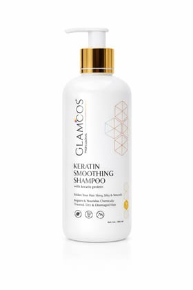 Glamcos Keratin Smoothing Shampoo with Keratin Protein | Salon Cleanse for Chemically Treated, Dry & Damaged Hair | Restores Strength, Smoothness & Shine – 300 ml
