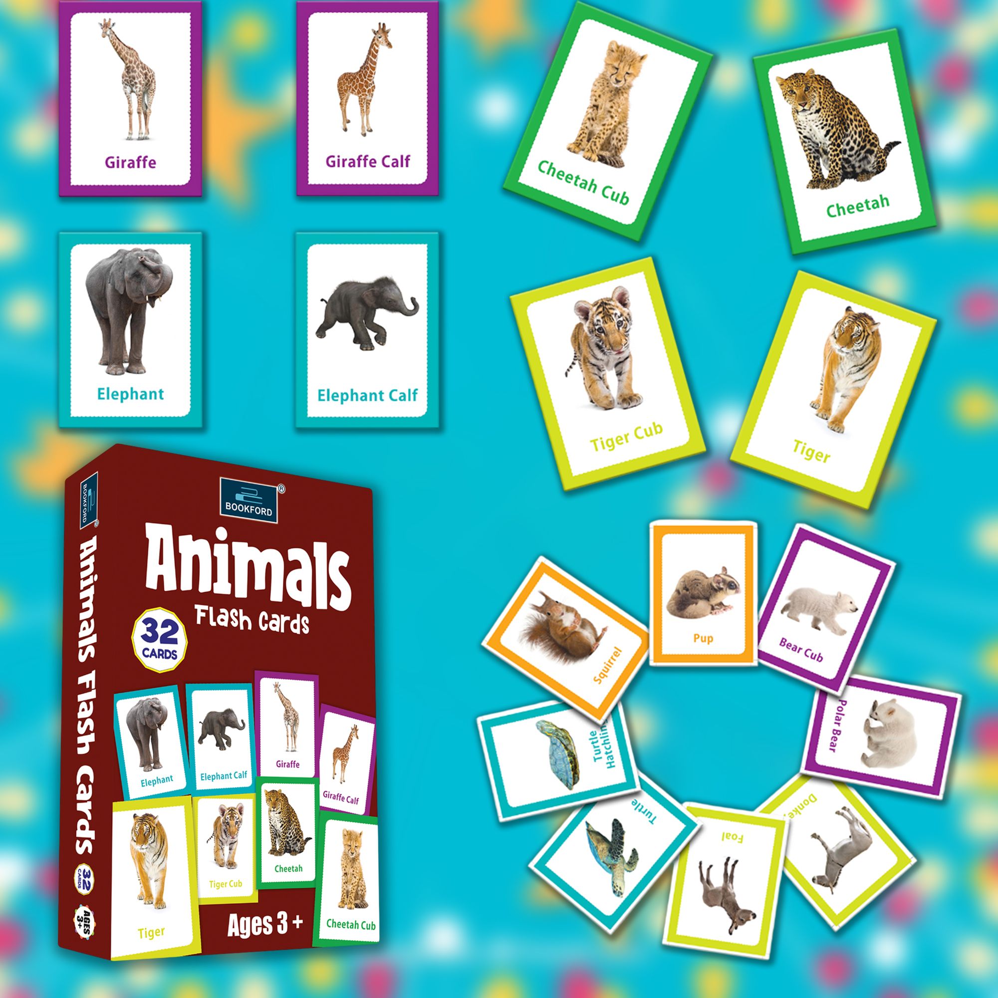 Animals - Flash Cards For Kids Multicolor