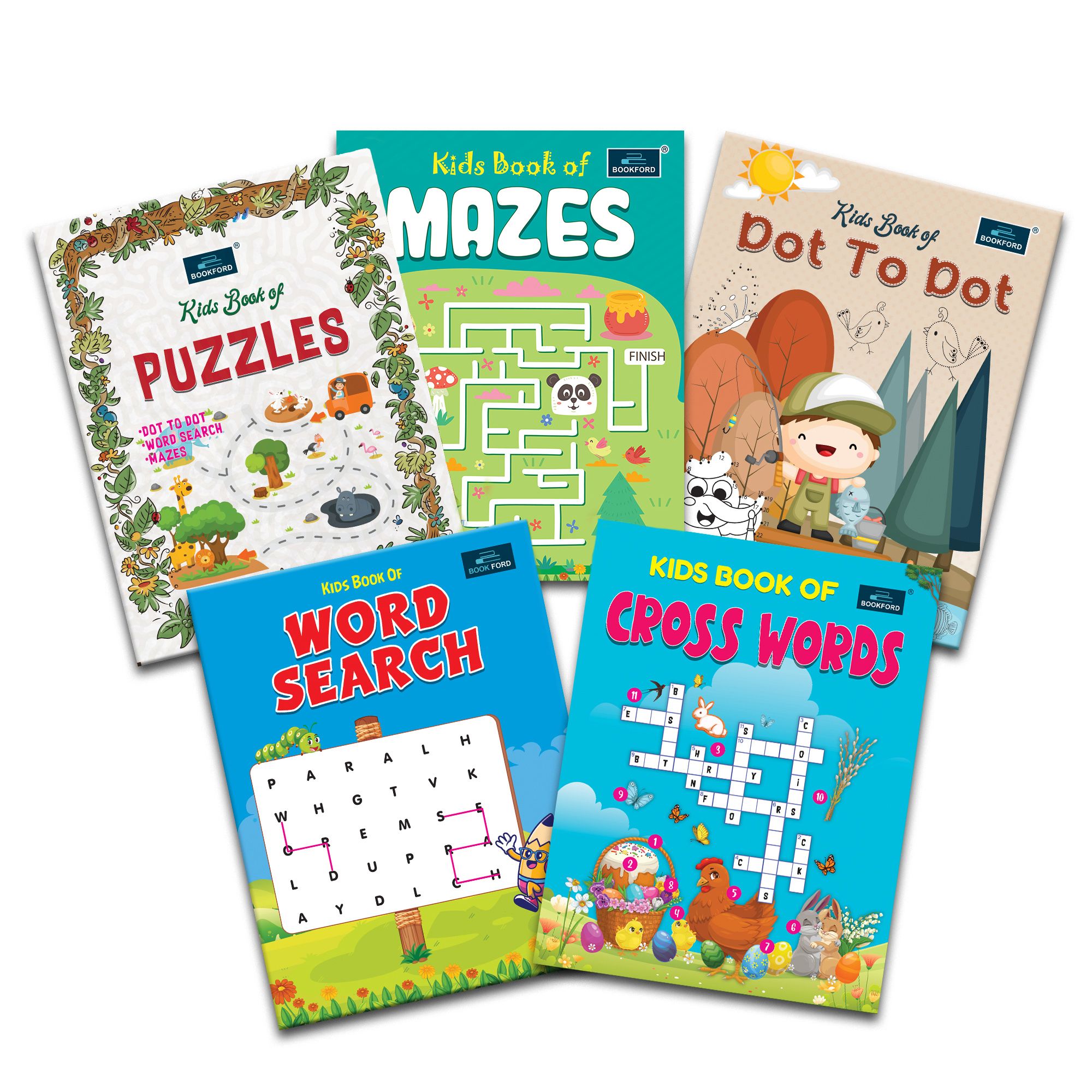 Quizs and Puzzle for Kids (Set of 5) - Puzzle, Word Search, Kids Book of Mazes, Kids Book of Dot to Dot & Kids Book of Cross Words