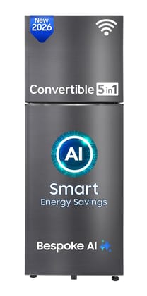 Samsung 396 L, 3 Star, Convertible 5-in-1, Digital Inverter, Frost Free Double Door, Bespoke AI WiFi Refrigerator (RT41HG6A23B1HL, Black DOI, 2026 Model) Samsung 396 L, 3 Star, Convertible 5-in-1, Digital Inverter, Frost Free Double Door, Bespoke AI WiFi