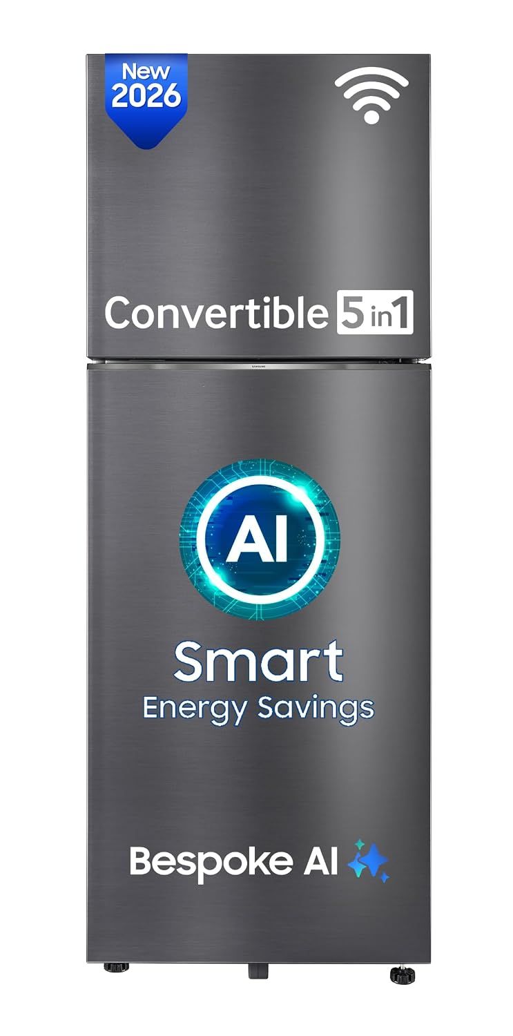 Samsung 396 L, 3 Star, Convertible 5-in-1, Digital Inverter, Frost Free Double Door, Bespoke AI WiFi Refrigerator (RT41HG6A23B1HL, Black DOI, 2026 Model) Samsung 396 L, 3 Star, Convertible 5-in-1, Digital Inverter, Frost Free Double Door, Bespoke AI WiFi