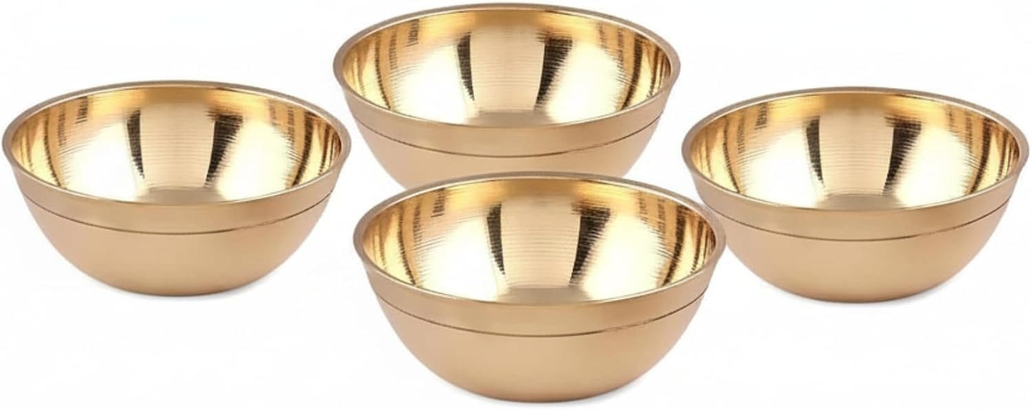 Aatm Brass Diya and Decorative Bowl - 35 ML Small Brass Puja Bowl with Diya - Traditional Home Décor for Festivals, Rituals and Pooja