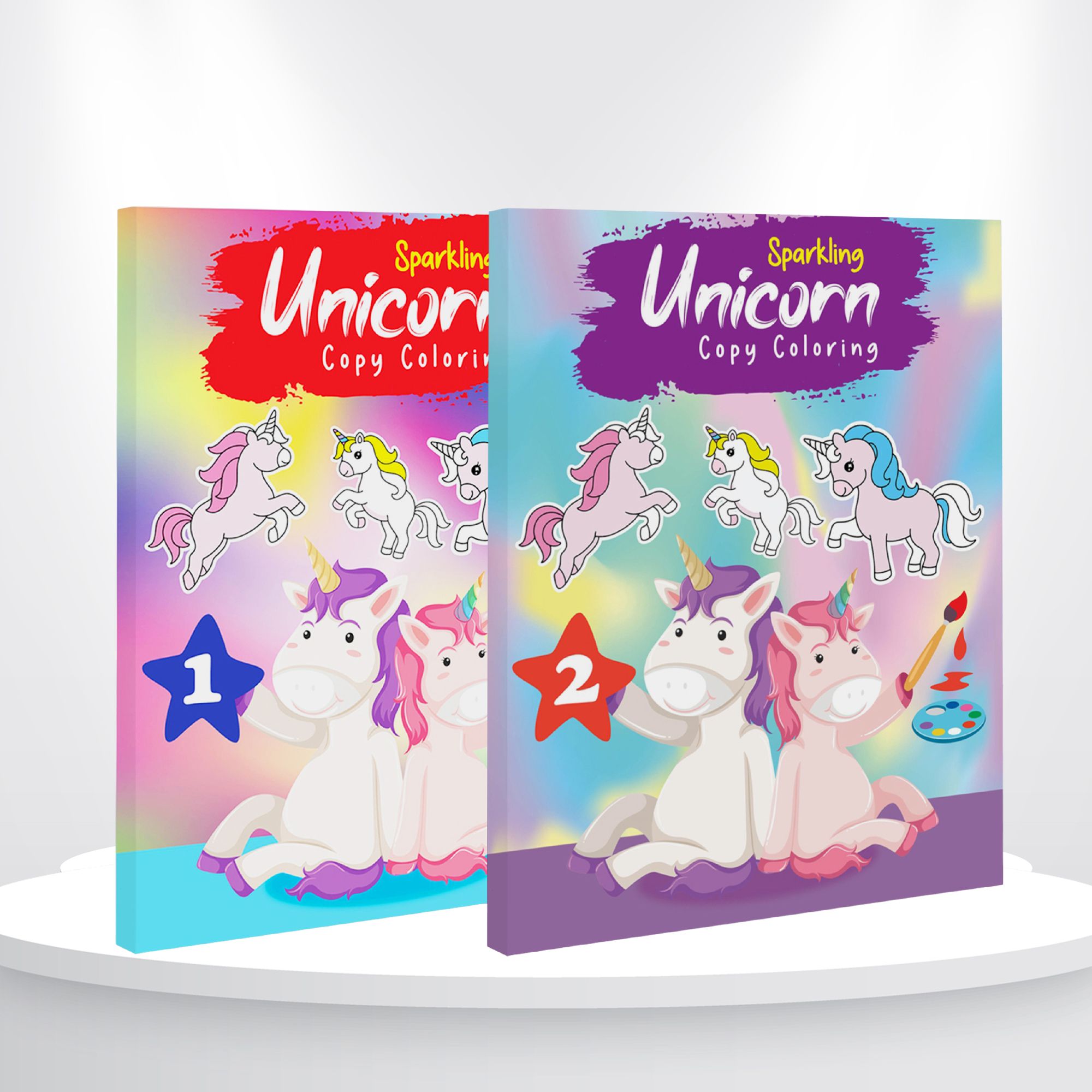 Sparkling Unicorn Coloring Book Combo Set OF 2 (Part 1 & 2)