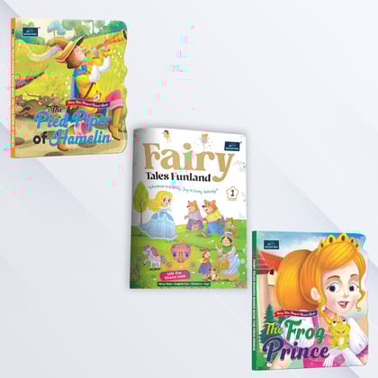 Fairy Tales Story Set of 3 | The Pied Piper of Hamelin, The Frog Princess and Funland 1 | Shaped Board Books for Children