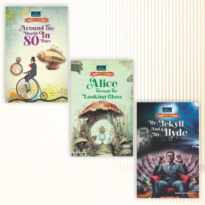 Illustrated Novel Set of 3 – Dr. Jekyll & Mr. Hyde, Around the World, Alice Through the Looking Glass