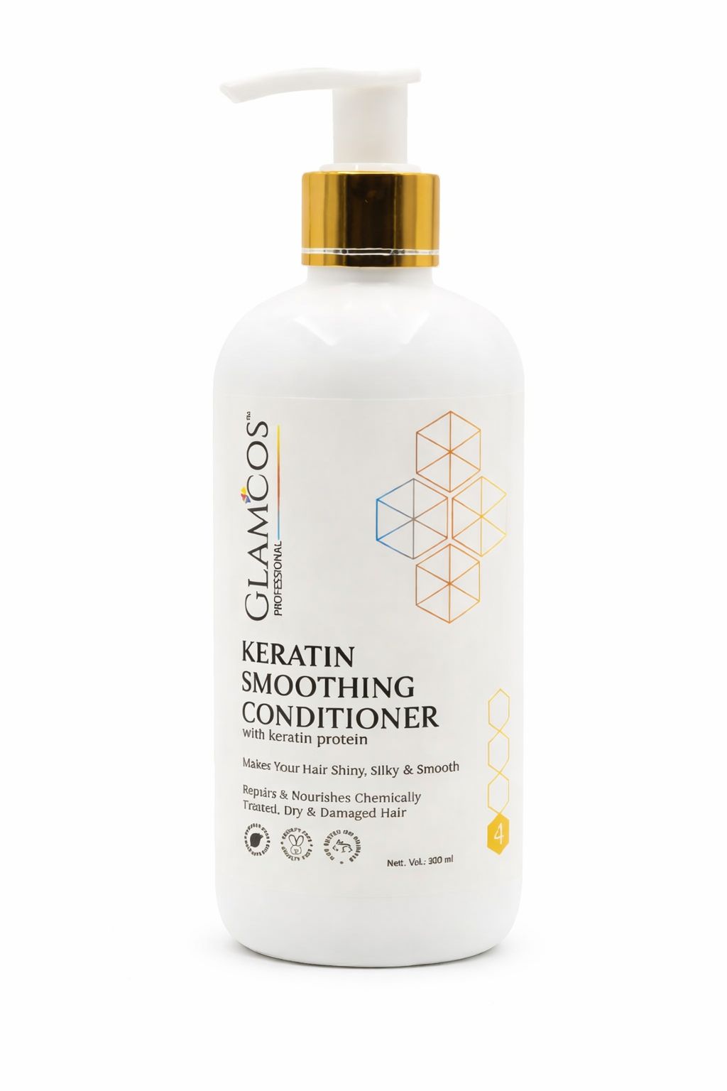 Glamcos Professional Keratin Smoothing Conditioner with Keratin Protein | Repairs, Nourishes & Smoothens Dry, Damaged & Chemically Treated Hair | Salon Hair Conditioner – 300 ml