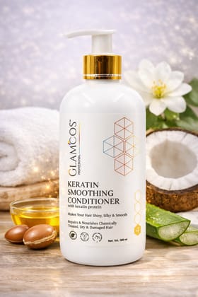 Glamcos Professional Keratin Smoothing Conditioner with Keratin Protein | Repairs, Nourishes & Smoothens Dry, Damaged & Chemically Treated Hair | Salon Hair Conditioner – 300 ml
