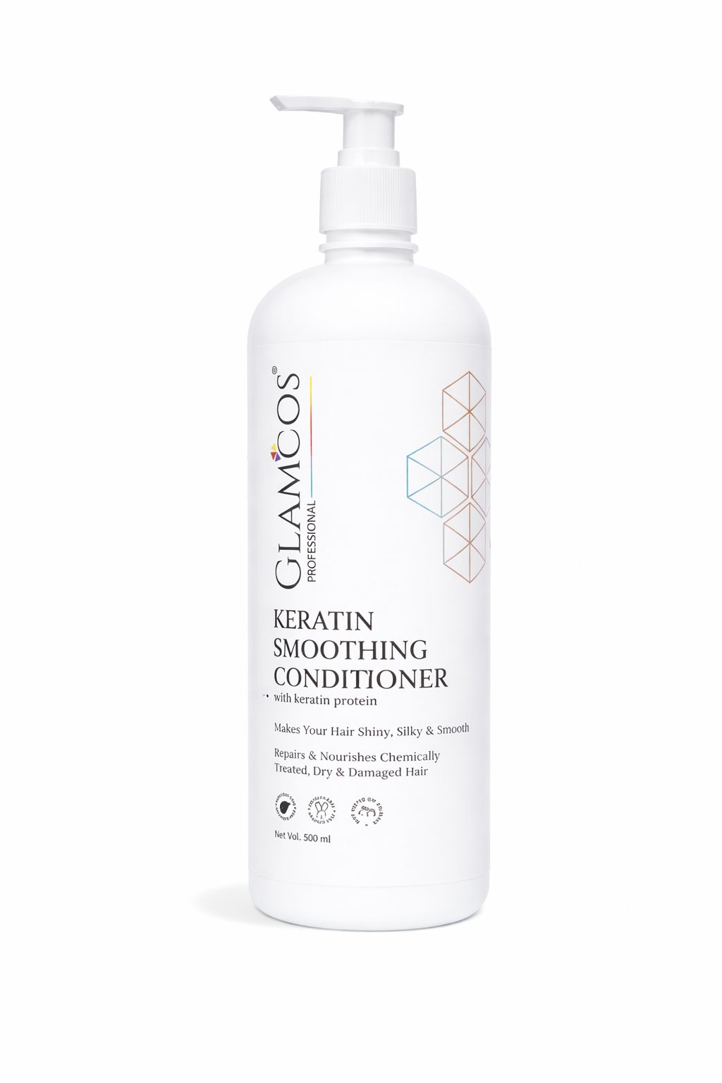 Glamcos Professional Keratin Smoothing Conditioner with Keratin Protein | Repairs, Nourishes & Controls Frizz for Dry, Damaged & Chemically Treated Hair | Salon Conditioner – 500 ml