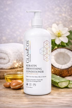 Glamcos Professional Keratin Smoothing Conditioner with Keratin Protein | Repairs, Nourishes & Controls Frizz for Dry, Damaged & Chemically Treated Hair | Salon Conditioner – 500 ml