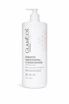 Glamcos Professional Keratin Smoothing Conditioner with Keratin Protein | Deep Repair, Frizz Control & Salon Finish for Chemically Treated, Dry & Damaged Hair | Professional Hair Conditioner – 1000 ml