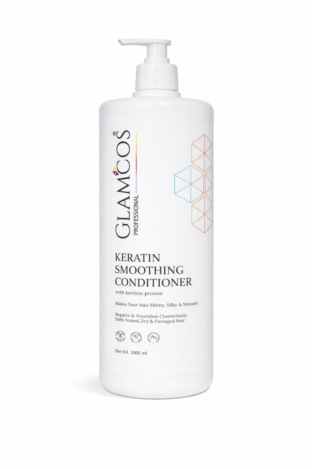 Glamcos Professional Keratin Smoothing Conditioner with Keratin Protein | Deep Repair, Frizz Control & Salon Finish for Chemically Treated, Dry & Damaged Hair | Professional Hair Conditioner – 1000 ml