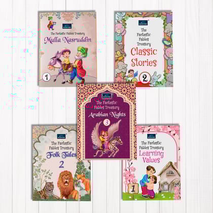 The Fantastic Mega Story Collection – Set of 5 | Mulla Nasruddin 1, Learning Values 1, Classic Stories 2, Folk Tales 2 & Arabian Nights 3