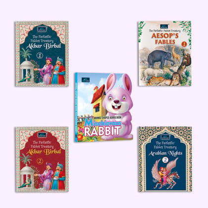 Fantastic Stories & Shapes Collection โ Set of 5 | Mischievous Rabbit, Aesopโs Fables 1, Akbar Birbal 1-2 & Arabian Nights 2 Fantastic Stories & Shapes Collection โ Set of 5 | Mischievous Rabbit, Aesopโs Fables 1, Akbar Birbal 1-2 & Arabian Nights 2