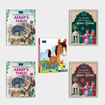 Fantastic Stories & Shapes Collection – Set of 5 | Hungry Horse, Akbar Birbal 3 & 5, Aesop’s Fables 3 & 5