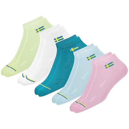 SWAGR 5 Pairs Women Cotton Socks Ankle Length Socks, Multicolor, (Pack of 5), Free Size