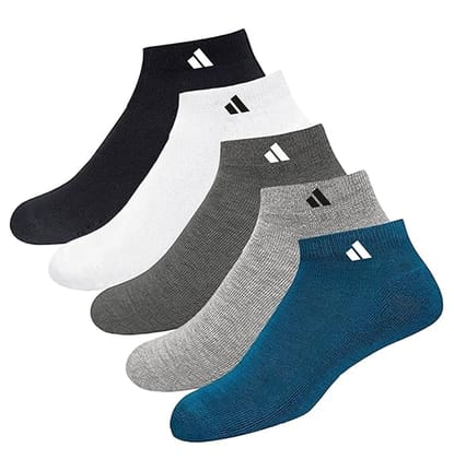 SJeware Unisex Cotton Men and Women Solid Ankle Length Socks (Pack Of 5), Assorted