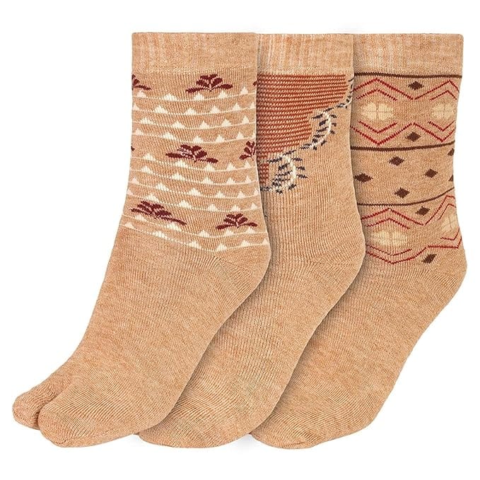 CREATURE Women's Wool Socks, Free Size (Pack Of 3)